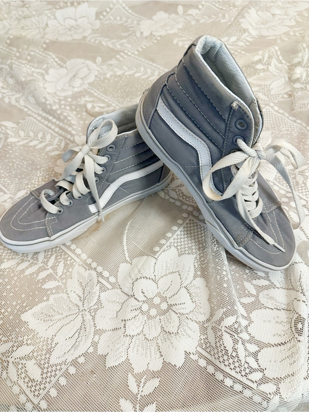 Vans High-Top Sneakers in Gray and White
